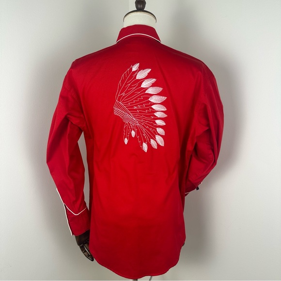 Rockmount Ranchwear Red Warbonnet Embroidered Western Shirt Sz M - Picture 2 of 5